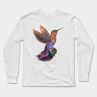 Holographic Puffy Hummingbird Long Sleeve T-Shirt